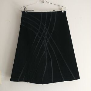 Nougat London Skirt 1/M Black A-Line Knee Terry Applique Geometric Cotton Office